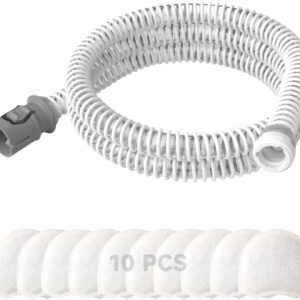 replacement cpap tubing for resmed airmini tube & 10 pack airmini supplies filters combo, as flexible as oem | compatible with resmed airmini cpap machine & p10 nasal pillows & n20 & n30 nasal masks